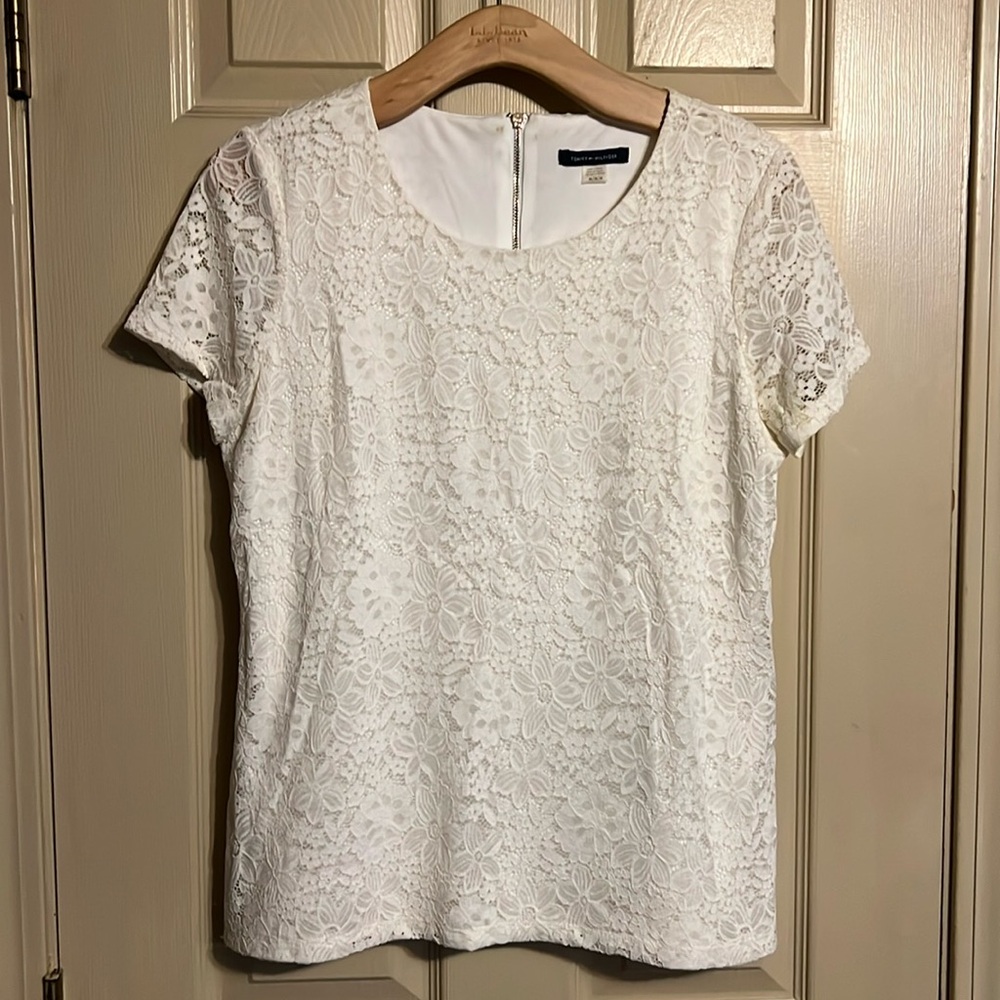 Tommy Hilfiger white lace blouse size M